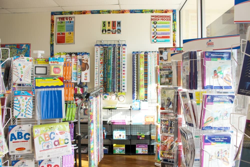 Also available is a wide selection of banners, bulletin boards and decorations for classrooms. (Wesley Gardner/Community Impact Newspaper)