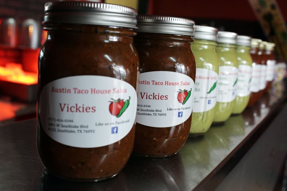 Austin Taco House salsa is available for purchase in pint size jars for $6.00 each. (Karen Chaney/Community Impact Newspaper)