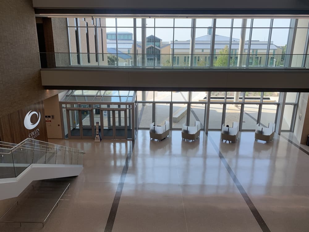 Glass in the IT Center is equipped with two-hour fire protection. (Brooklynn Cooper/Community Impact Newspaper)