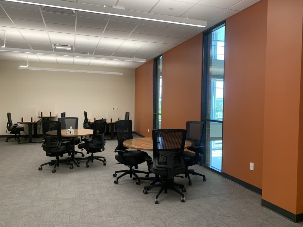 Faculty and staff that teach at iCollin—the college's online campus—have a work space at the IT Center. (Brooklynn Cooper/Community Impact Newspaper)
