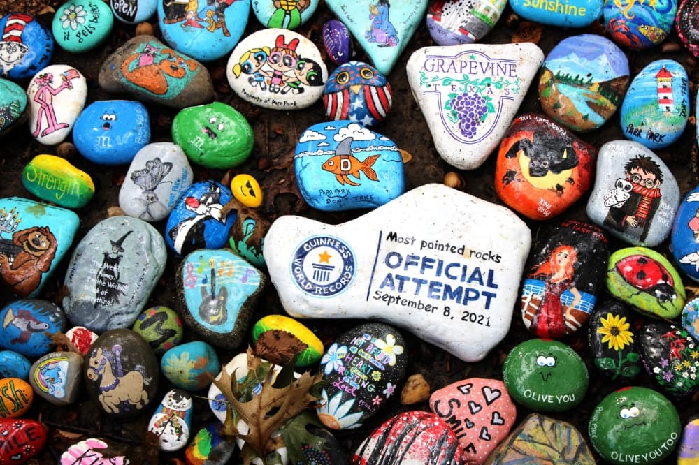 Grapevine’s Rock Art Trail earns Guinness World Records title for largest display of painted rocks