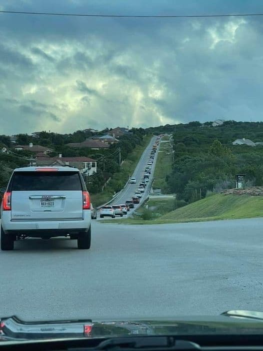 Morning traffic backs up on Flint Rock Road on the first day of school. (Courtesy Alison DeStefano)