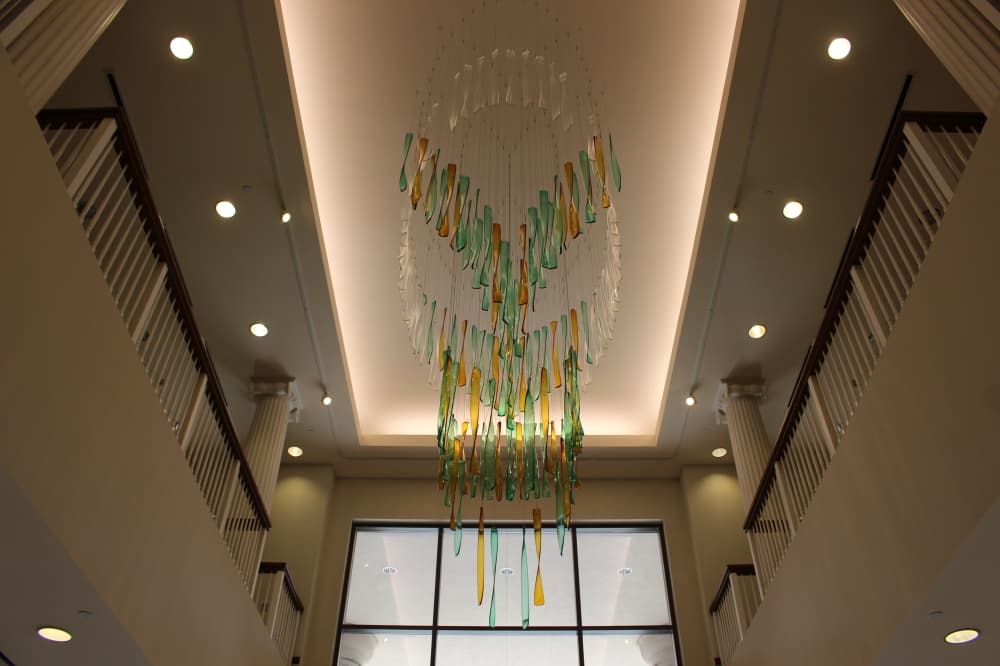 Installed in recognition of Sugar Land's 60th anniversary, the colors of "Cultivate" represent the city's agricultural roots. (Claire Shoop/Community Impact Newspaper)