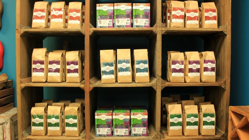 Latitudes sells artisanal coffee blends from around the world. (Sandra Sadek/Community Impact Newspaper)
