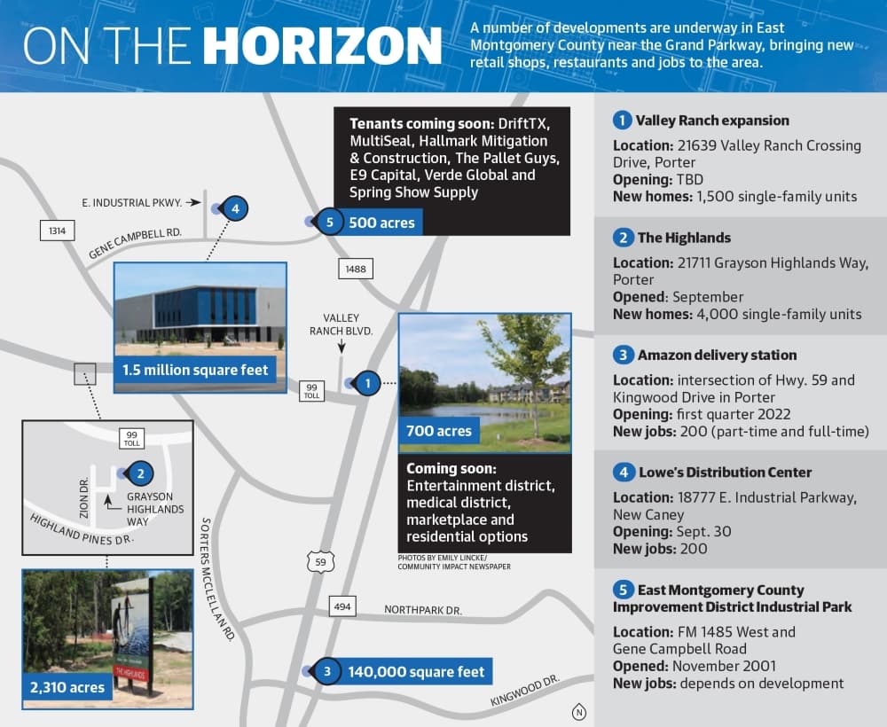 A number of developments are underway in East Montgomery County near the Grand Parkway, bringing new retail shops, restaurants and jobs to the area. (Ronald Winters/Community Impact Newspaper) 