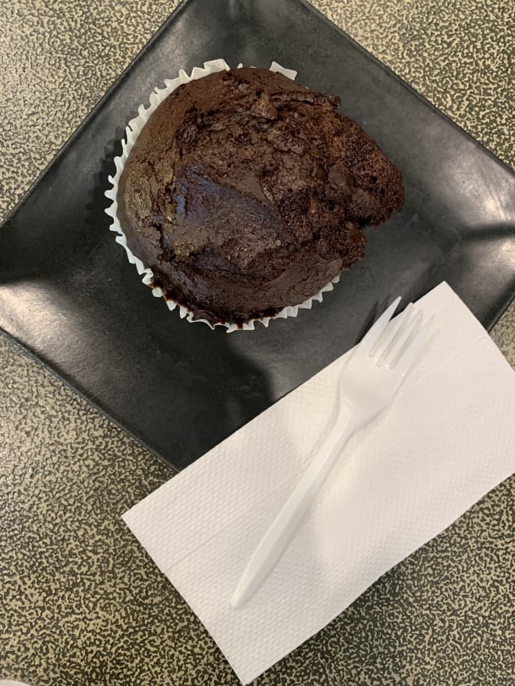 Roscoe's Coffee House sells chocolate muffins and other pastries. (Nicole Barron/Community Impact Newspaper)
