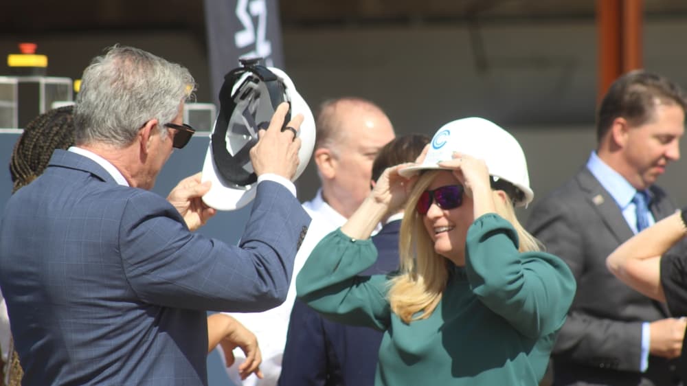 City Council member Kayci Prince joined Mayor John Muns and the other members of council to celebrate the groundbreaking. (Erick Pirayesh/Community Impact Newspaper)