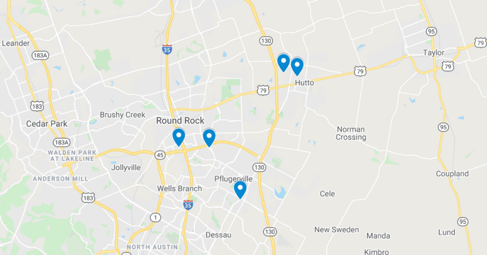 Commercial permits filed in Round Rock, Pflugerville and Hutto, including mixed-use retail, apartment building