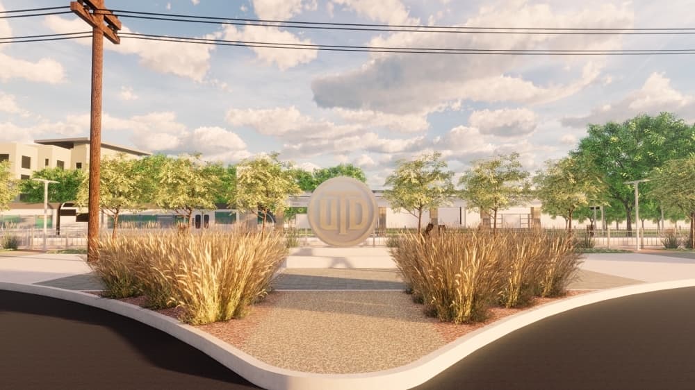 The design of the UT Dallas station, located just north of campus, pays tribute to the university, according to the newsletter. (Rendering courtesy DART)
