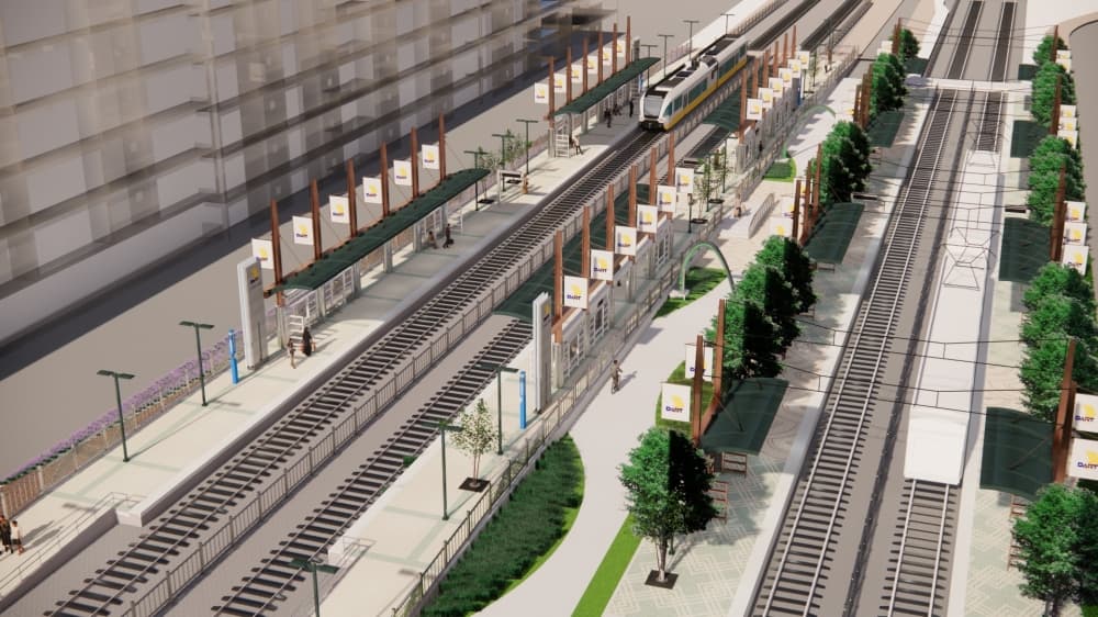 The station is projected to service 1,204 daily riders by 2040, according to DART. (Rendering courtesy DART)