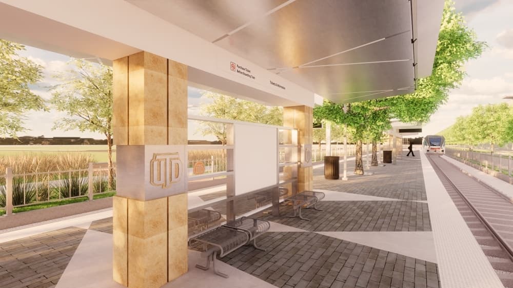 DART anticipates the UT Dallas station to service 1,205 daily riders by 2040. (Rendering courtesy Dallas Area Rapid Transit)