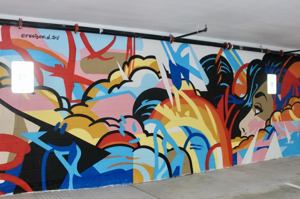 One of The Abali's murals was painted by FeeBee. (Ben Thompson/Community Impact Newspaper)
