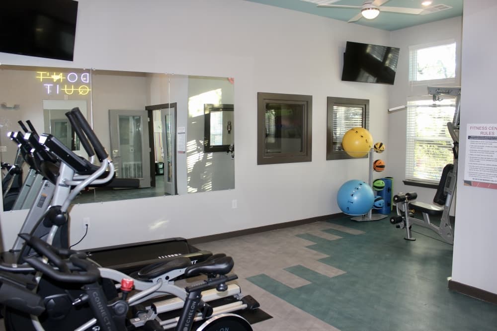 A fitness center is one of several community spaces open to residents. (Ben Thompson/Community Impact Newspaper)