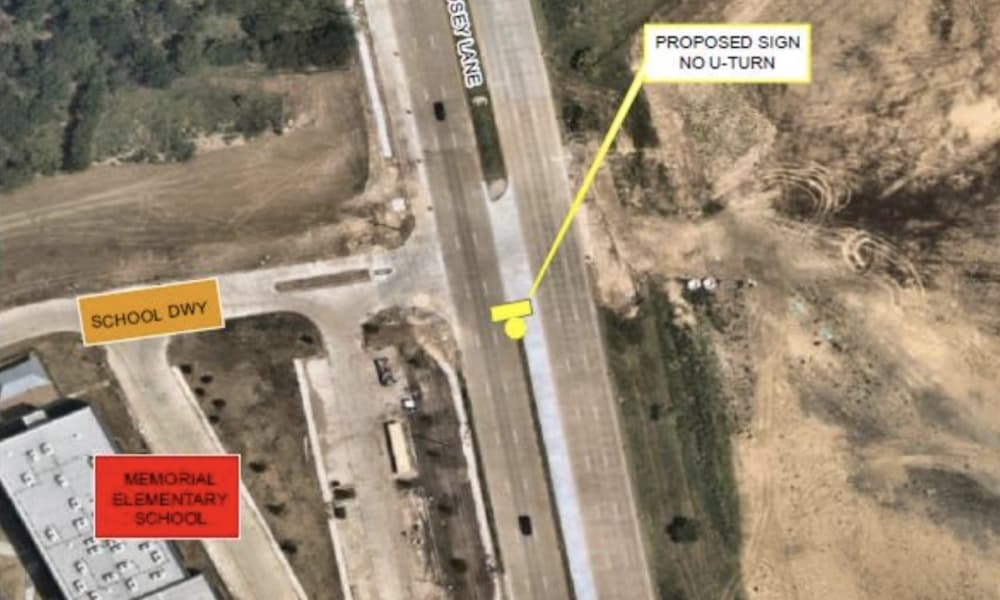 'No U-turn' sign to be posted to reduce hazards near Memorial Elementary in Lewisville