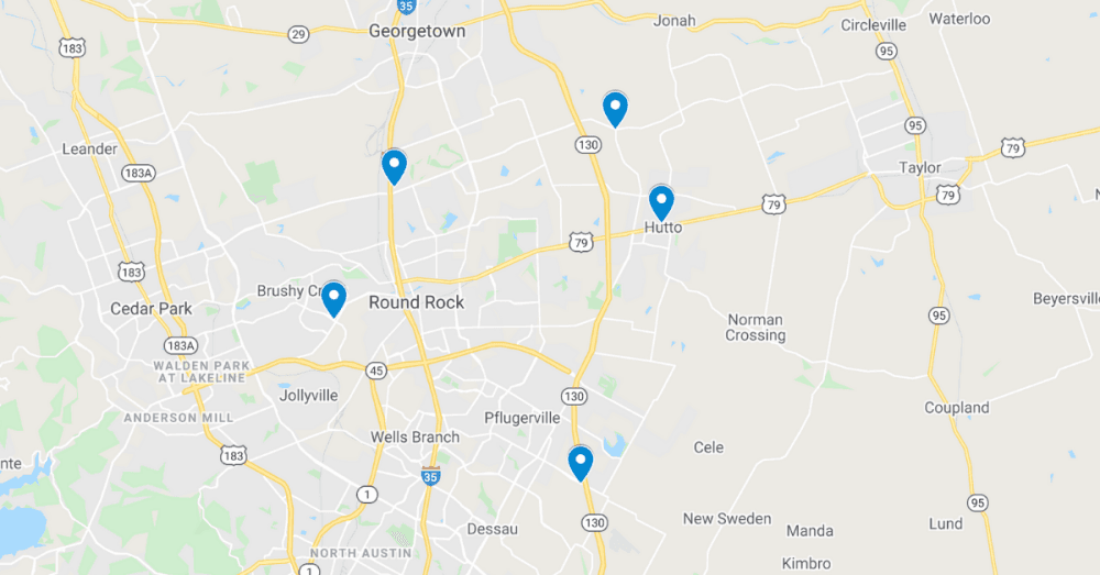 5 commercial projects filed in Round Rock, Pflugerville and Hutto, including renovations to bank and wellness center
