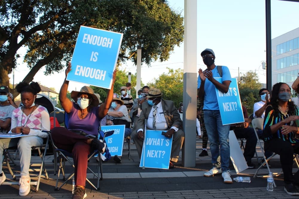 Attendees gather at the Oct. 7 rally at Emancipation Park in Houston. (Shawn Arrajj/Community Impact Newspaper)