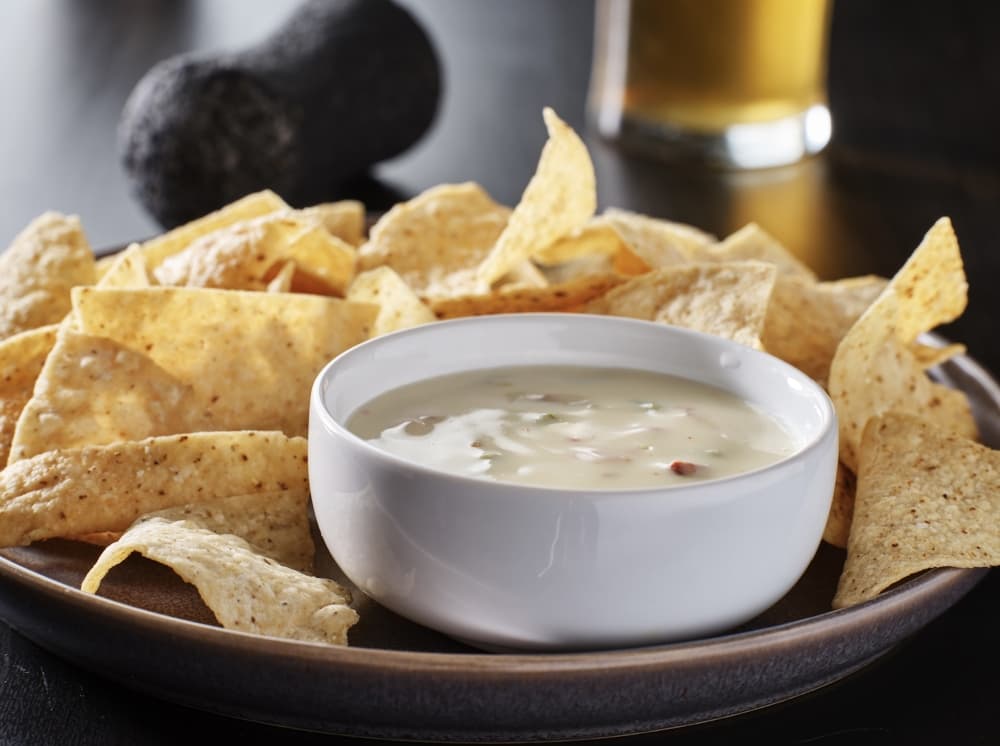 bowl of queso and chips