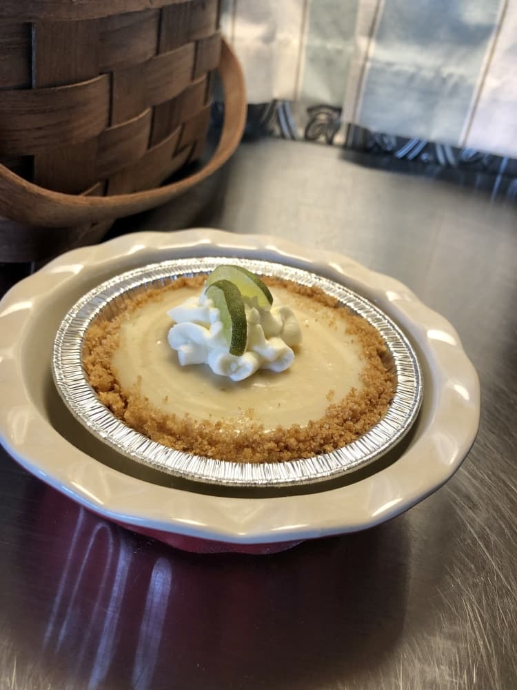 Lulu’s Pie Shoppe mini key lime pie with a homemade graham cracker crust. (Brittany Andes/Community Impact Newspaper)