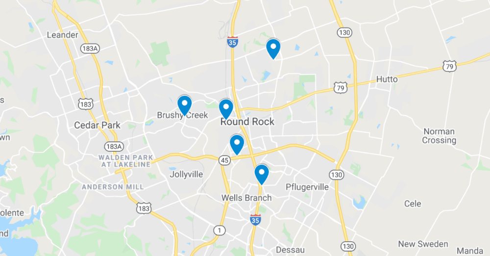 MAP: 5 commercial projects filed in Round Rock and Pflugerville, including new construction on Avery Nelson Parkway