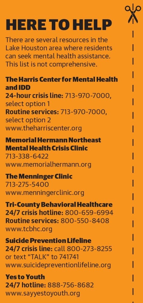 There are several resources in the Lake Houston area where residents can seek mental health assistance. This list is not comprehensive. (Ronald Winters/Community Impact Newspaper) 