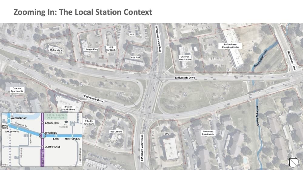 The transit center would serve both the MetroRail Blue Line and MetroRapid Pleasant Valley route. (Courtesy Austin Transit Partnership)