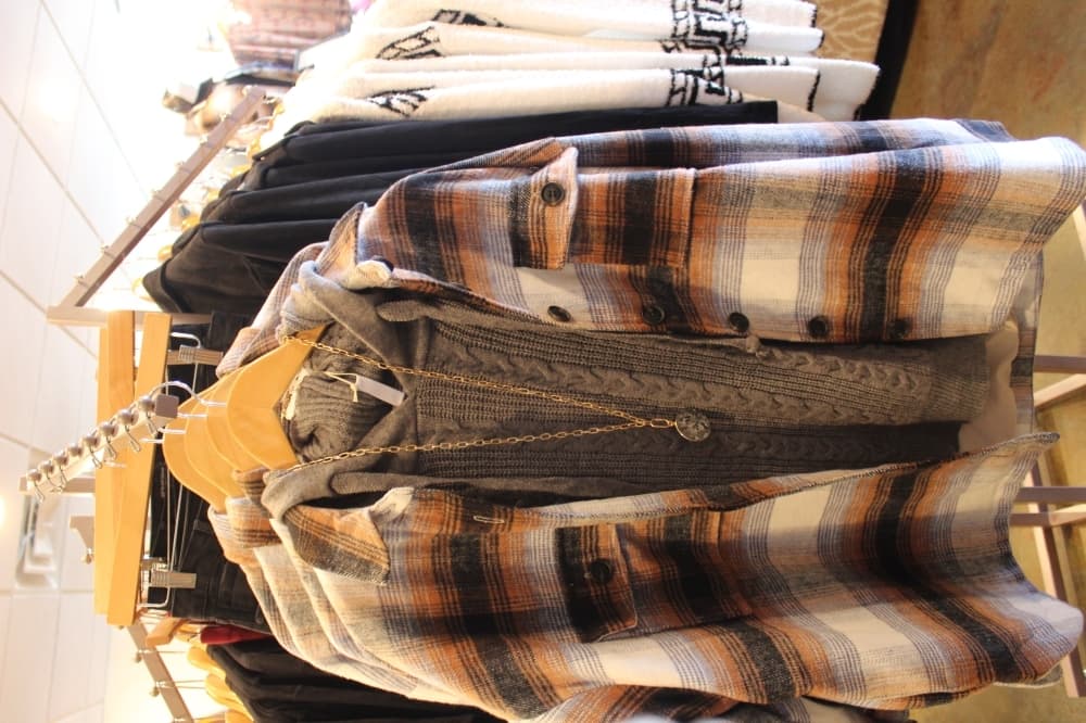 Shackets are a cross between a shirt and a jacket, perfect for layering. (Sandra Sadek/Community Impact Newspaper)