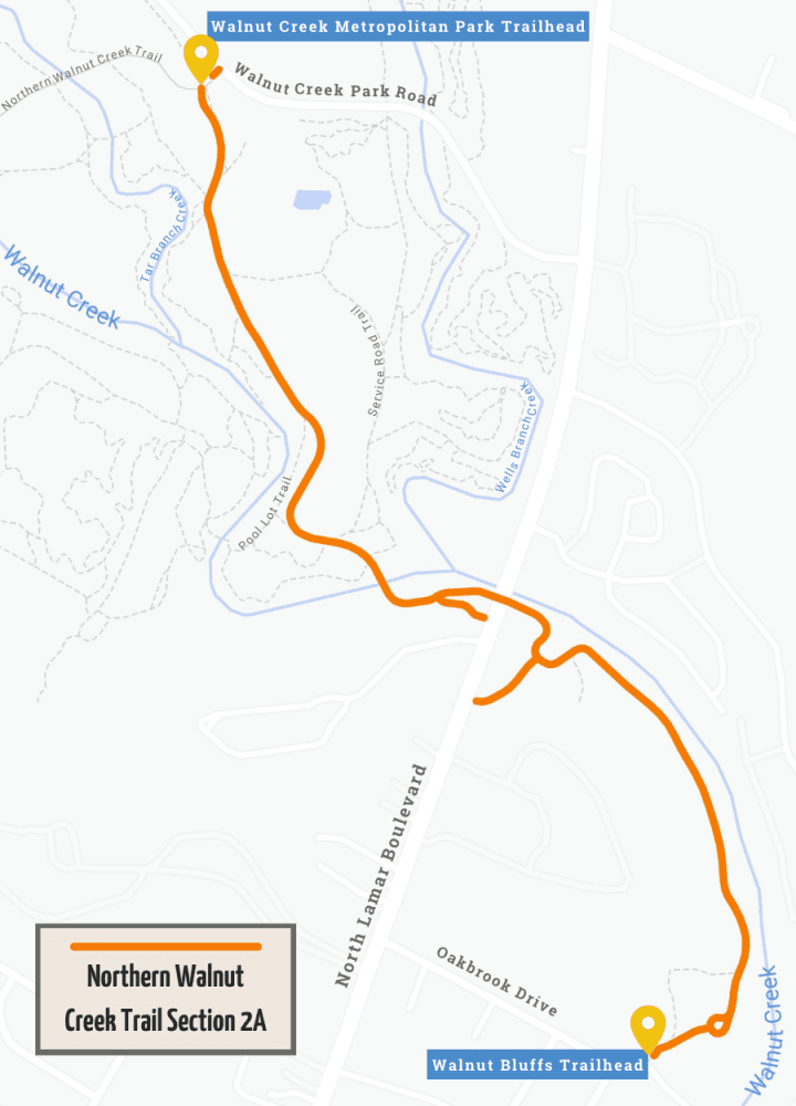 The second section of the Northern Walnut Creek Trail will run from Walnut Creek Metropolitan Park to the Walnut Bluffs trailhead. (Courtesy Austin Public Works Department)