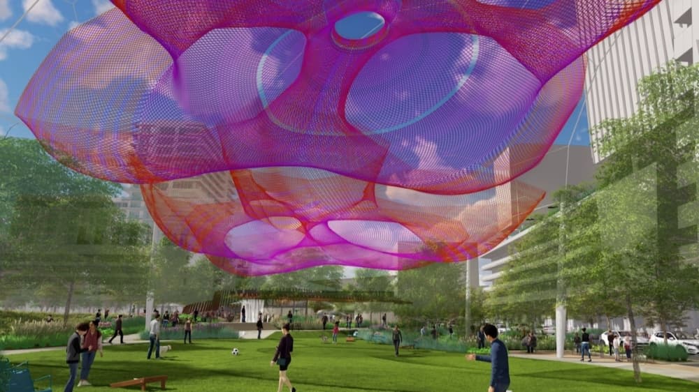 rendering with park space