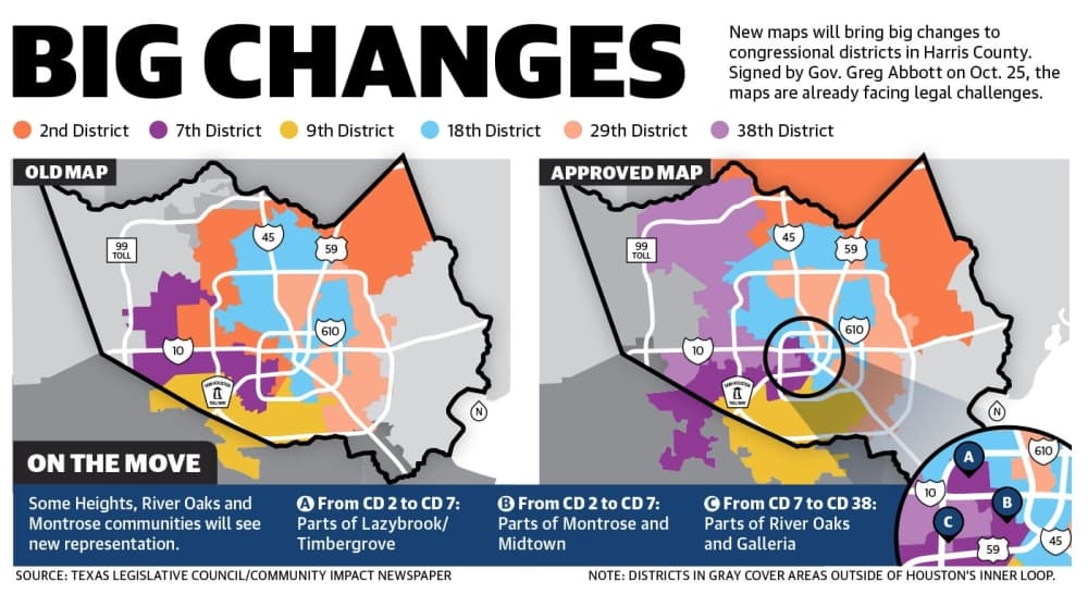 Redistricting maps bring shifts in representation to Houston