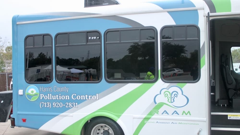 “From the outside it looks kind of cute, but if you go inside, you can see it is a beast," Harris County Judge Lina Hidalgo said of the county's Rapid Ambient Air Monitoring unit. (Andy Yanez/Community Impact Newspaper)
