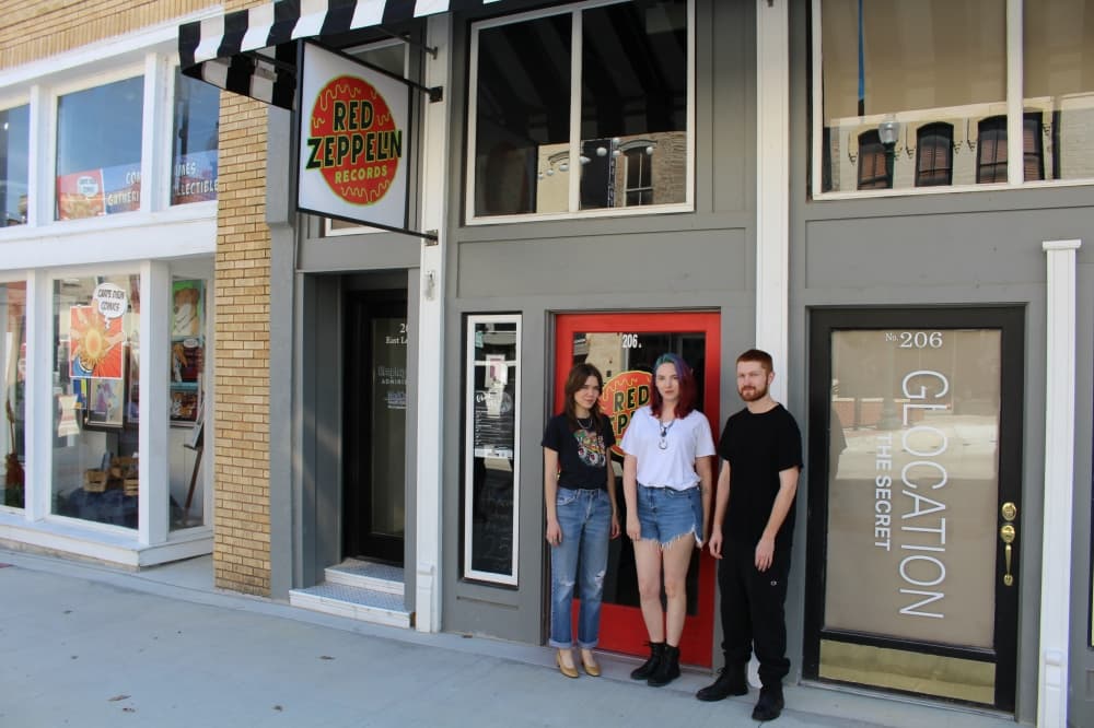 Red Zeppelin Records' staff includes clerk Declan Williamson, owner Katie Scott and manager Bayleigh Cheek. (William C. Wadsack/Community Impact Newspaper)