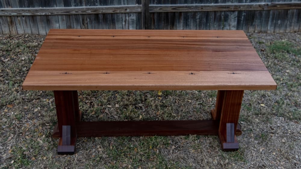 One of the tables Szabo made for Lackland Air Force Base was all-mahogany with engraved details of military air crafts. (Courtesy of Robert Szabo)