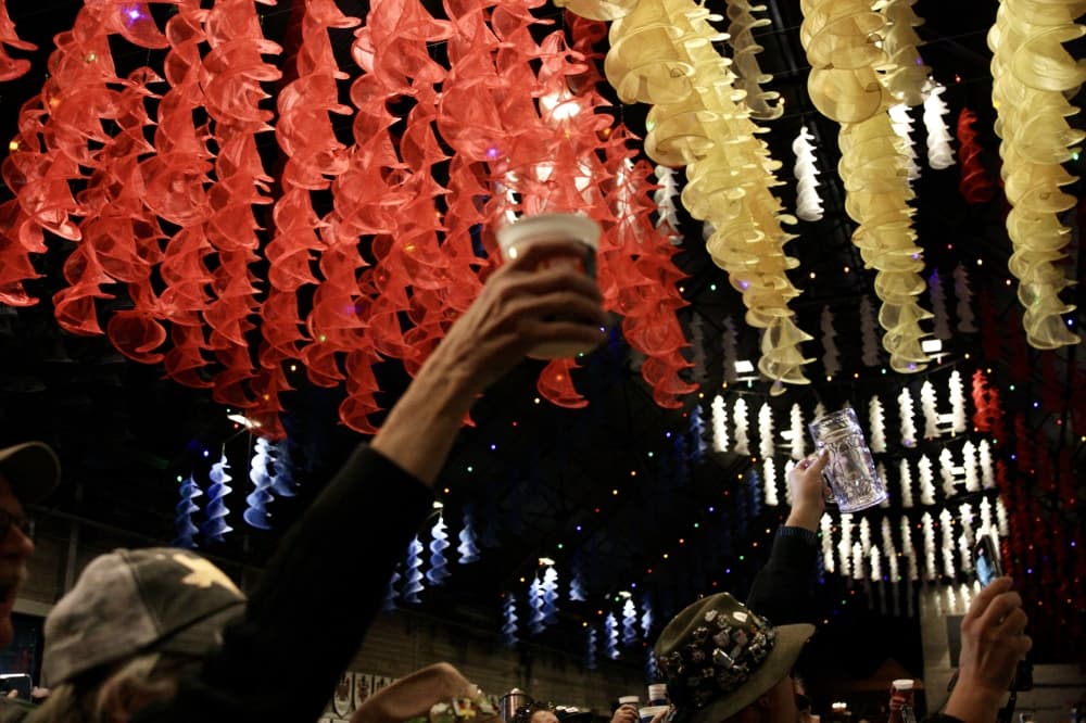 Guests toast to the beginning of the festival in New Braunfels on Nov. 5. (Lauren Canterberry/Community Impact Newspaper) 