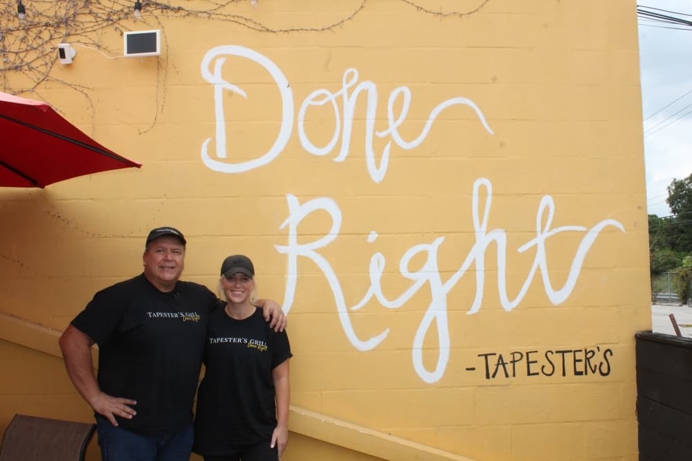 John Taper and his daughter, Natalie Taper, run Tapester’s Grill. (Sierra Rozen/Community Impact Newspaper)