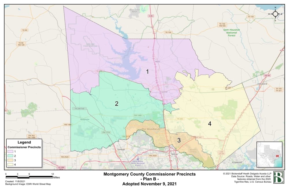 Montgomery County approves new commissioner precinct maps before Nov. 12 deadline