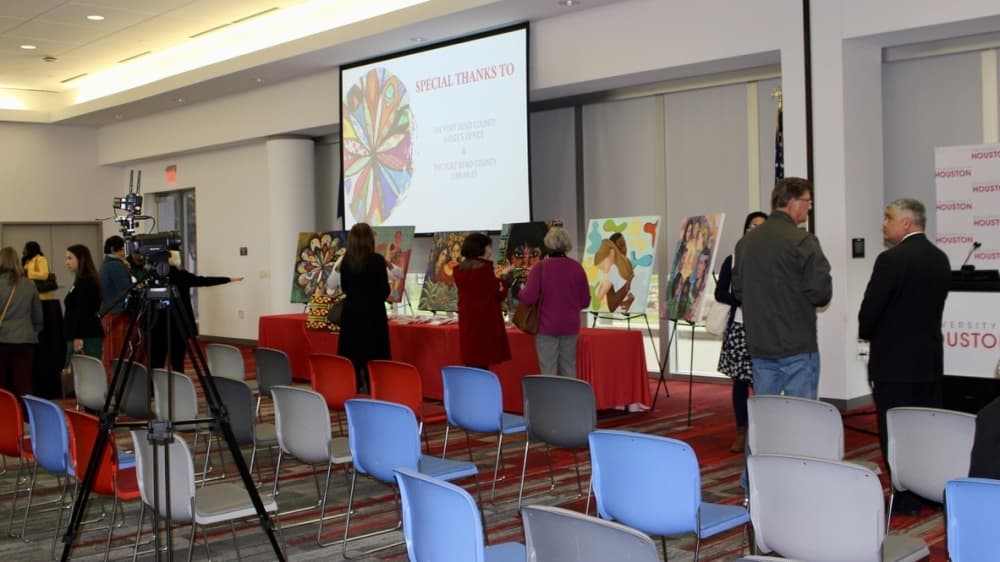 The mural features the work of six international artists under the direction of Houston public artist Reginald Adams. (Claire Shoop/Community Impact Newspaper)