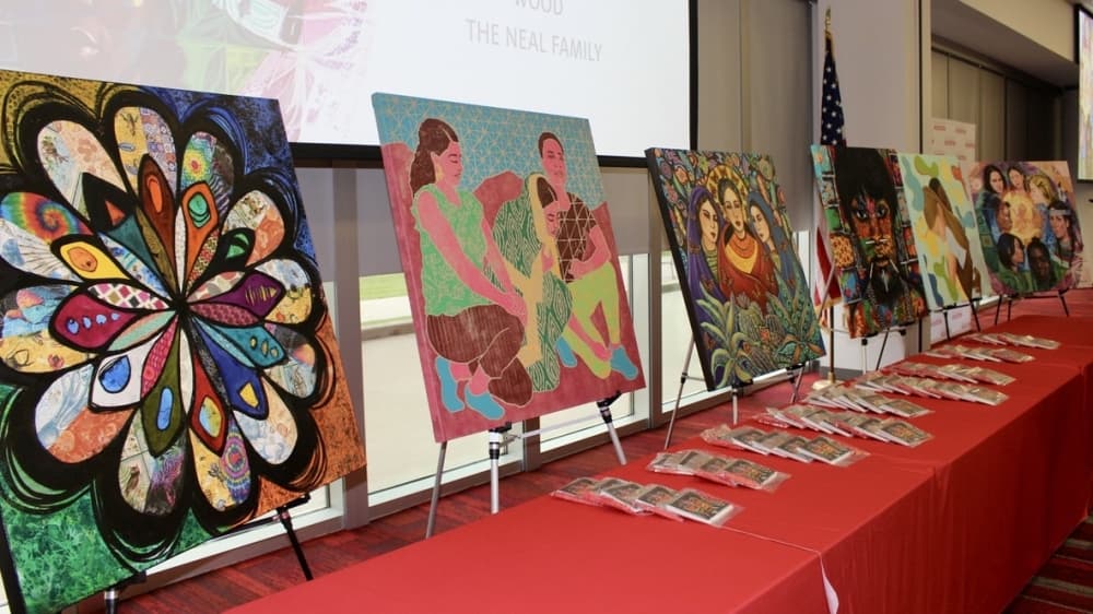 The mural features the work of six international artists under the direction of Houston public artist Reginald Adams. (Claire Shoop/Community Impact Newspaper)