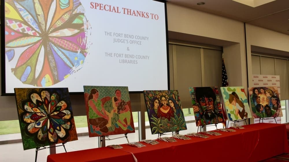 The mural features the work of six international artists under the direction of Houston public artist Reginald Adams. (Claire Shoop/Community Impact Newspaper)