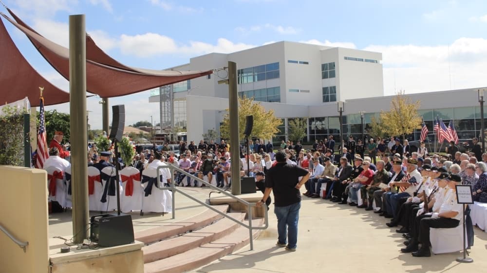 The Missouri City community gathered for a Veterans Day ceremony and memorial dedication Nov. 11. (Claire Shoop/Community Impact Newspaper)