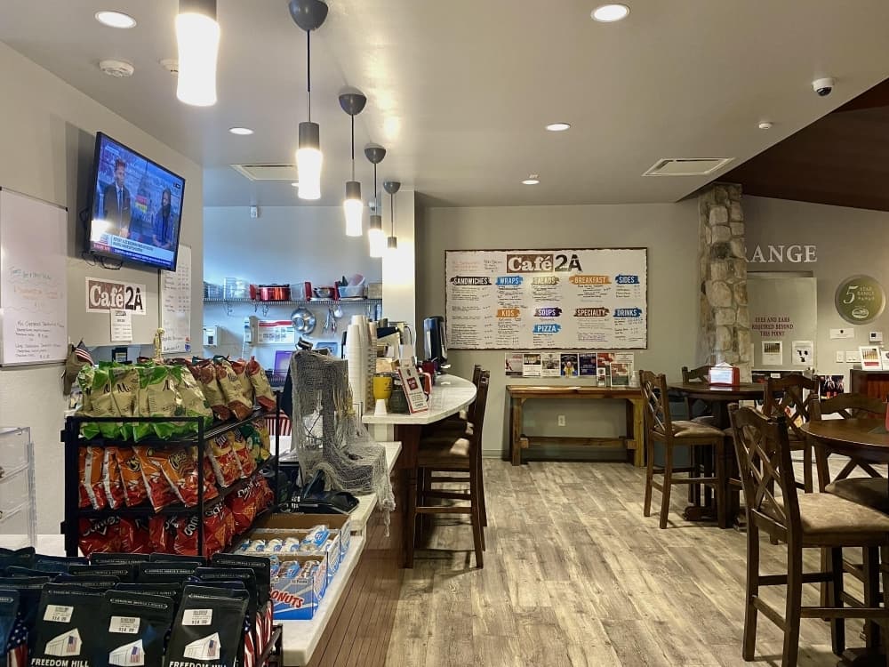 The 2A Cafe is a gun-themed cafe named after the second amendment. The cafe serves coffee, drinks, sandwiches, soups, salads, wraps and desert. (Ally Bolender/Community Impact Newspaper)
