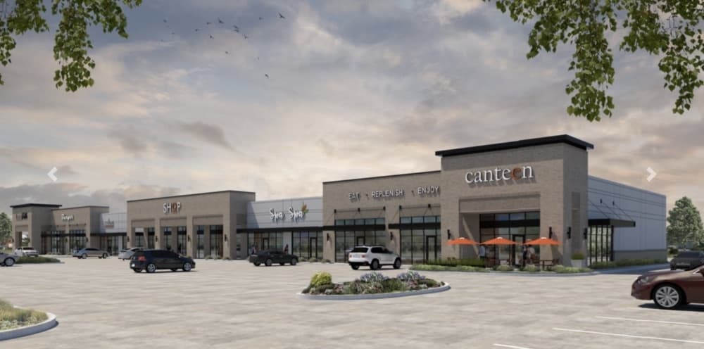 Retail development Broadway Plaza under construction in Pearland