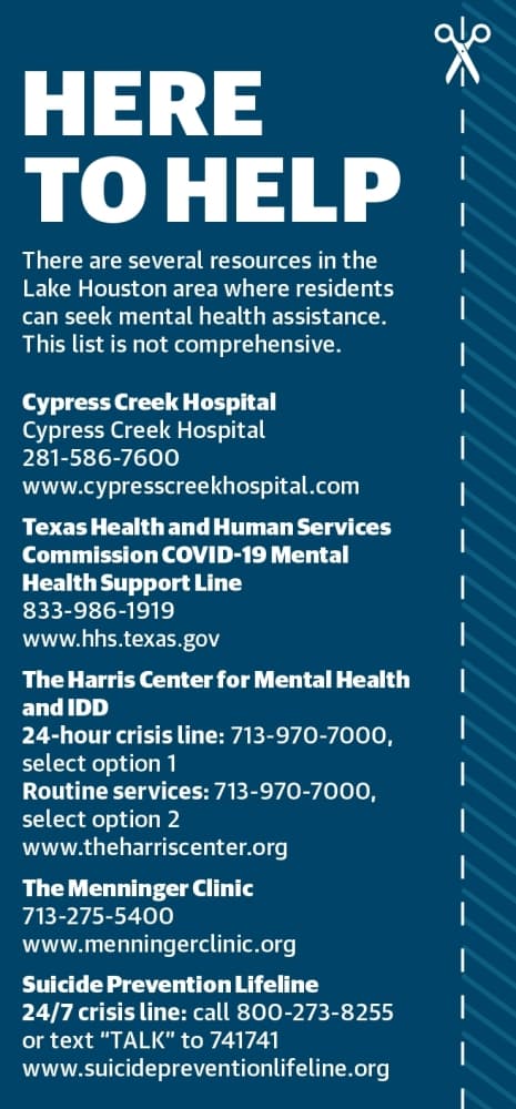 There are several resources in the Lake Houston area where residents can seek mental health assistance. This list is not comprehensive. (Ronald Winters/Community Impact Newspaper) 