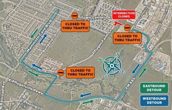 Work on roundabout at Town Center Drive, Pfluger Farm Lane delayed to mid-January
