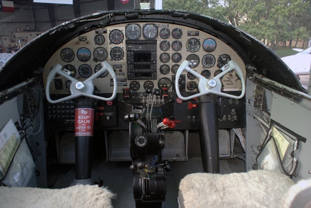 While it does feature some modern upgrades, the cockpit of the Devil Dog offers the same view pilots over 75 years ago would have had. (Eddie Harbour/Community Impact Newspaper)