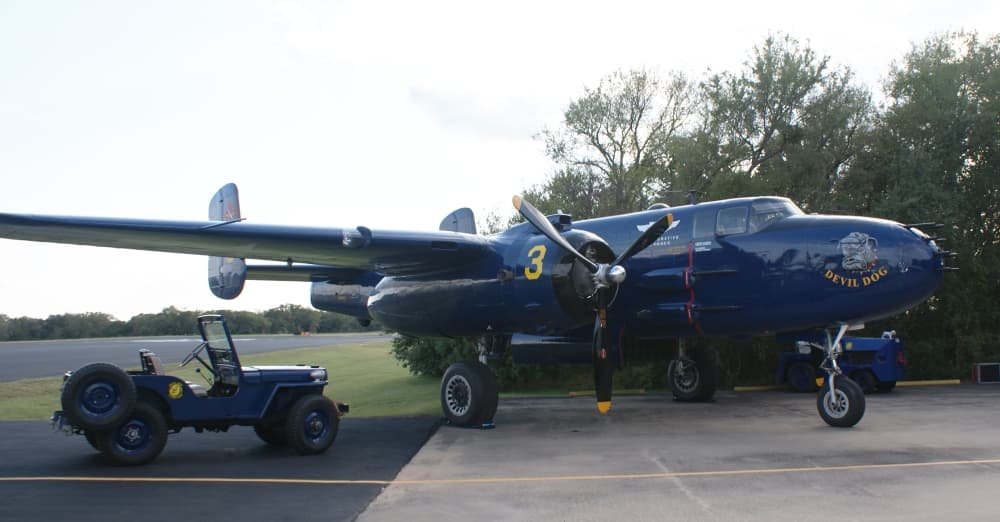 The Devil Dog is a modified B-25 Mitchell bomber that is part of the Commemorative Air Force and primarily flies in air shows and other special events. (Eddie Harbour/Community Impact Newspaper)