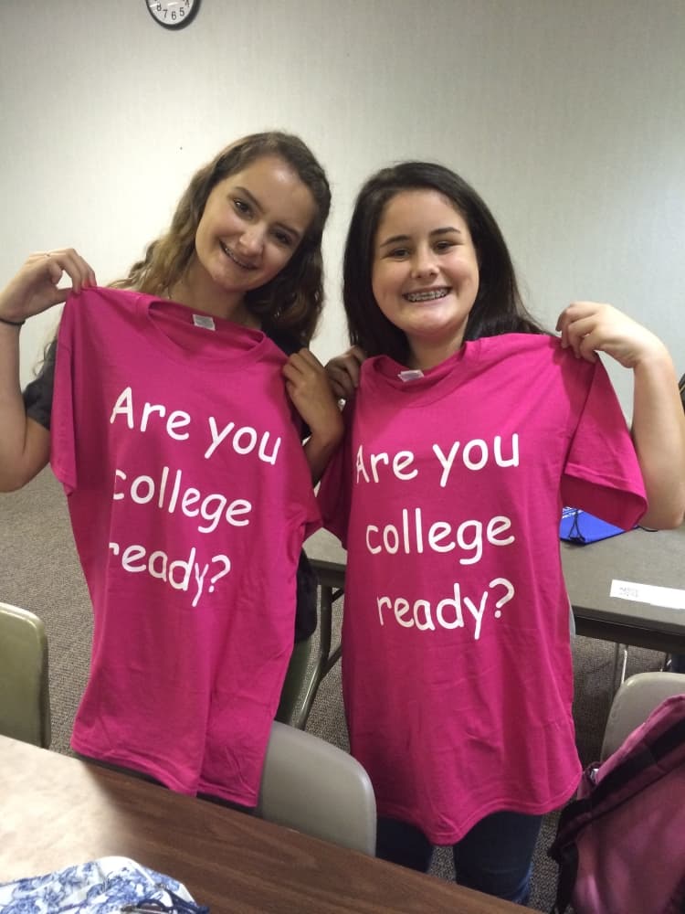 Hannah Burrows (left) and Calista McKee will graduate from Clear Horizons Early College High School this spring with associate's degrees and high school diplomas. (Courtesy Marshall Ponce)