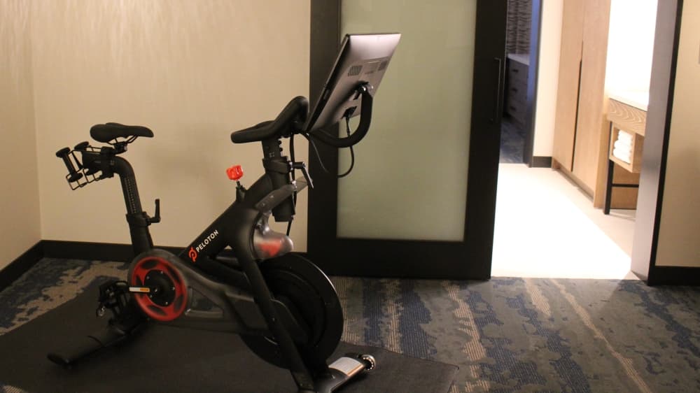There are four rooms in the hotel that offer a Peloton for guests to enjoy. (Sandra Sadek/Community Impact Newspaper)