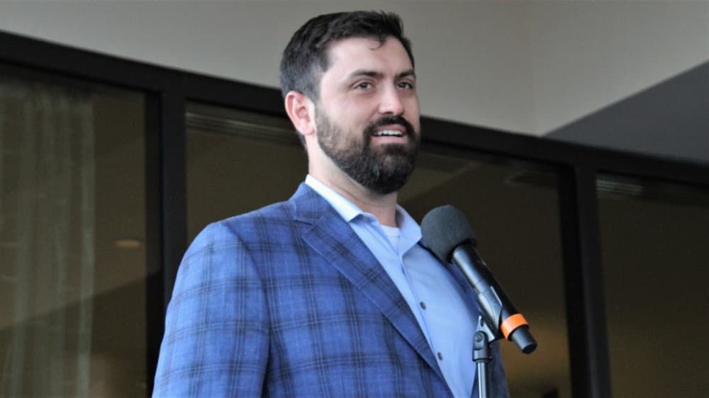 Southlake Mayor John Huffman gave some remarks at the ceremony. (Sandra Sadek/Community Impact Newspaper)