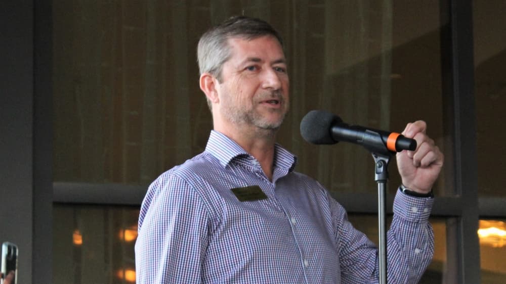 Mark Guilbert, president and CEO of the Southlake Chamber of Commerce, gave opening remarks. (Sandra Sadek/Community Impact Newspaper)