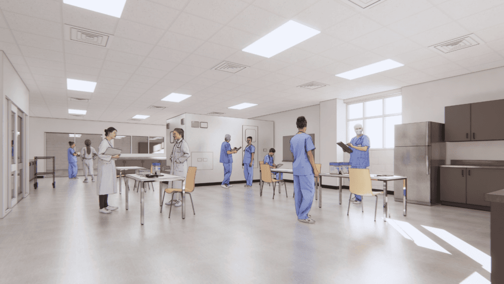 Proposed EMT lab view: The EMT program will occupy the space of four existing classrooms that will be converted to an EMT lab and two supporting classrooms.